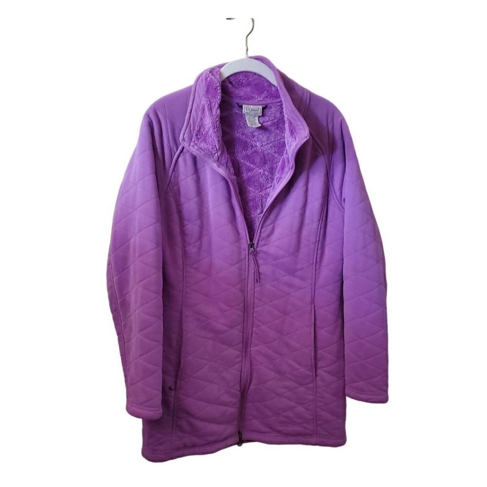 L.L. Bean Quilted Fleece Faux Fur Lined Full Zip Jacket Size M